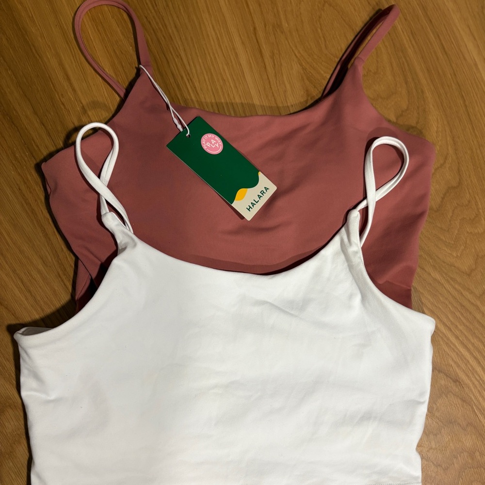 HALARA Pink and White Camisole Tops